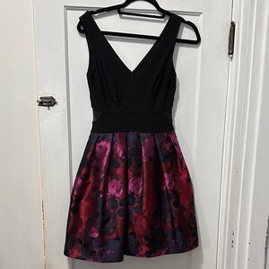 Avery G Black and Purple Floral Mini Dress